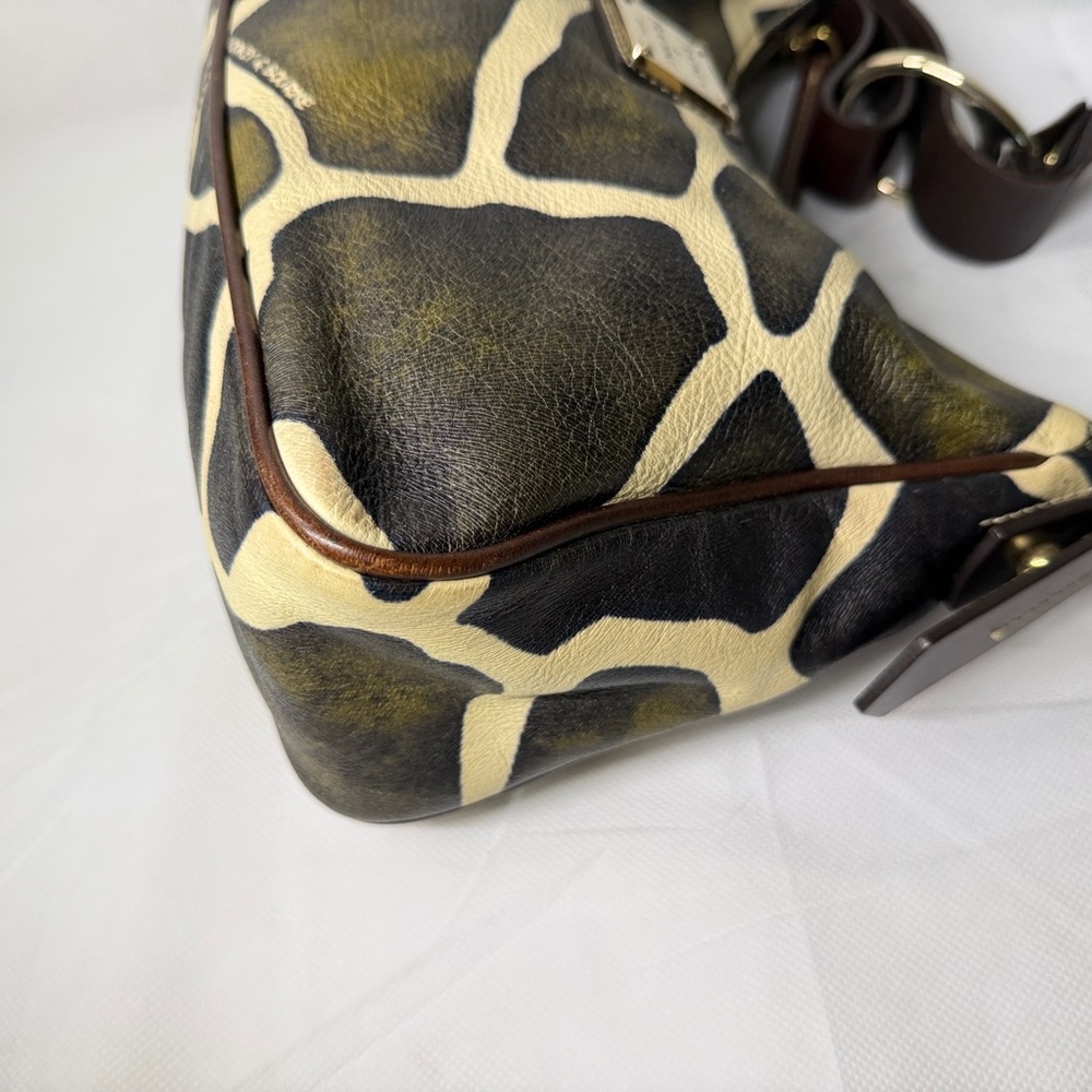 Dooney & Bourke Brown and Cream Giraffe-Print Leather Shoulder Bag - Picture 13 of 15